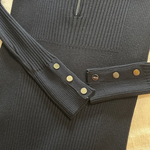 Cache Navy Sweater Dress Bodycon Women's‎ SzM Long Sleeve Stretchy - Picture 4 of 10